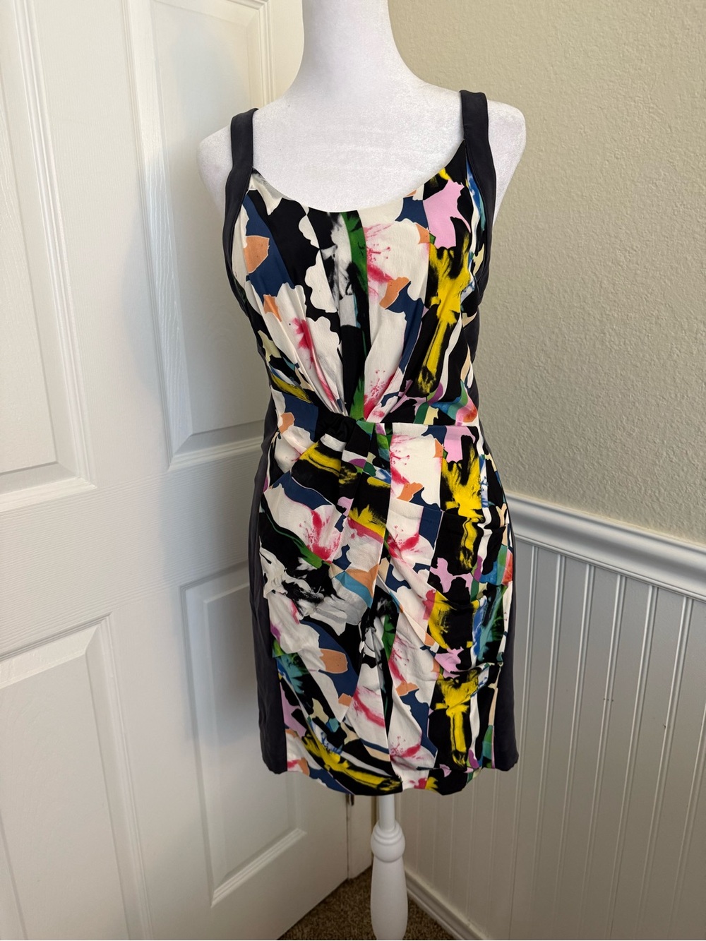 Rebecca Minkoff Multi-Color Abstract Print Ruched Dress - Picture 2 of 6